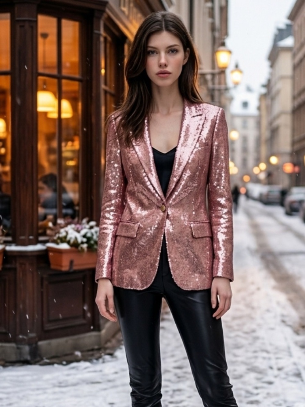 NWT L’Agence Clementine Sequined Metallic Pink Jacket Size 2